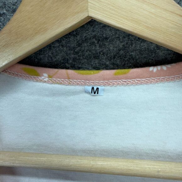 Unbranded Mini Dress Women M Medium Beige Floral Short Crew Neck Short Sleeve - Picture 3 of 6